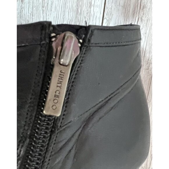 Jimmy Choo Black Leather Pointed Toe Stiletto Ankle Booties Size 36 - Picture 6 of 10